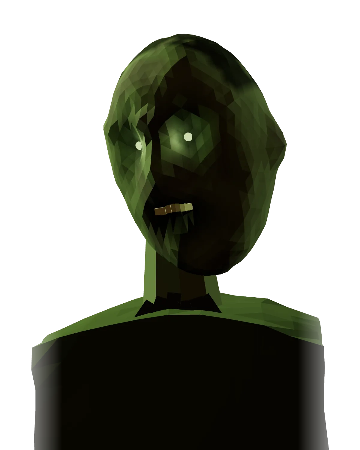 A zombie looking out of the dark
